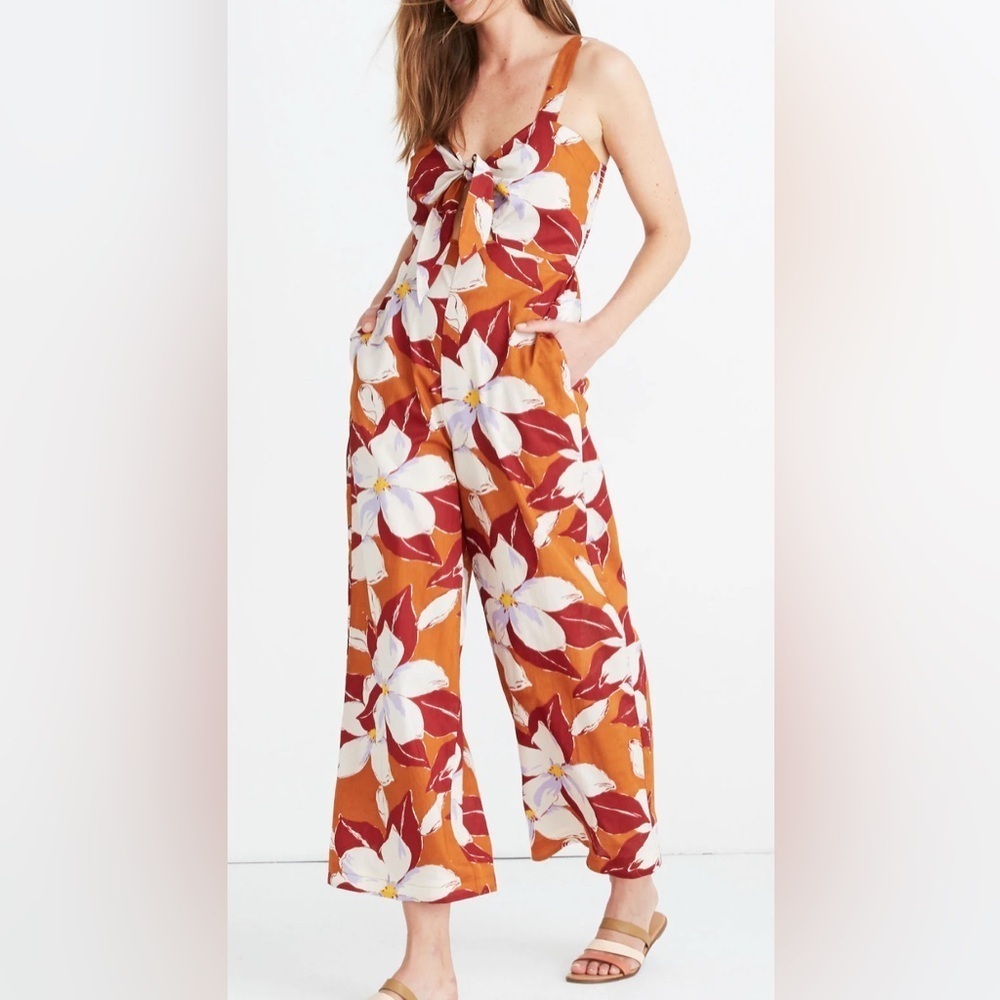 Madewell tie front floral romper, XXS